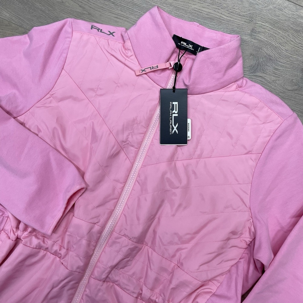 RLX Ralph Lauren Pink Quilted Puffer Hybrid Jacket Sz M Women Golf
